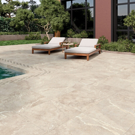 Gres porcellanato con venature per pavimenti 100x100 opaco, grigio-beige taupe A4H508 Volterra Bone #2