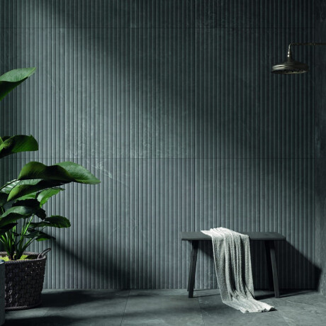 Piastrelle in gres porcellanato effetto pietra scanalate per pavimenti 60x120, grigio scuro opaco A4H511 Rigat-One Ermetica Lavagna #2