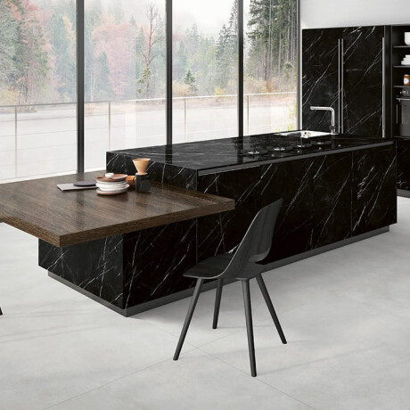 Gres di grande formato 120x280, marmo nero con venature bianche, finitura opaca A4H688 Markina Black #7