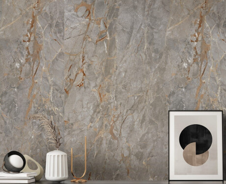 Gres di grande formato 120x280, marmo grigio con venature dorate, lucido A4H721 Sarankolin