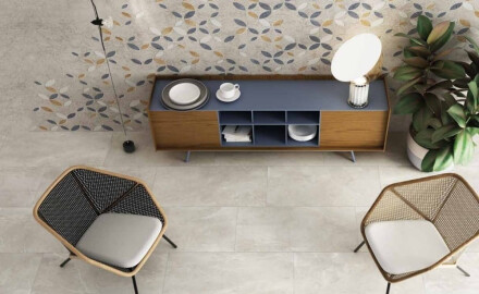 Gres smaltato per pavimenti 60x120 cm, grigio chiaro opaco, rettificato, A4H83 Iroc White