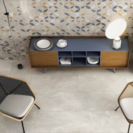 Gres smaltato per pavimenti 60x120 cm, grigio chiaro opaco, rettificato, A4H83 Iroc White #1