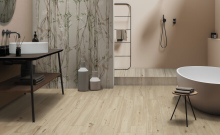 Piastrelle in gres porcellanato per pareti 60x120 cm, grigio, con motivi vegetali, finitura opaca A4H920 Erbario