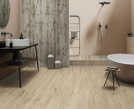 Piastrelle in gres porcellanato per pareti 60x120 cm, grigio, con motivi vegetali, finitura opaca A4H920 Erbario