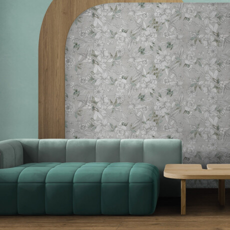 Piastrelle in gres porcellanato per pareti 60x120 cm, grigio con motivi floreali, finitura opaca A4H923 Lirio #3
