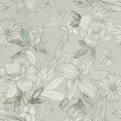 Piastrelle in gres porcellanato per pareti 60x120 cm, grigio con motivi floreali, finitura opaca A4H923 Lirio #4