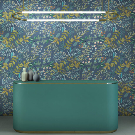 Piastrelle in gres porcellanato per pareti 60x120 cm, blu con motivi vegetali, finitura opaca A4H924 Majorele #3