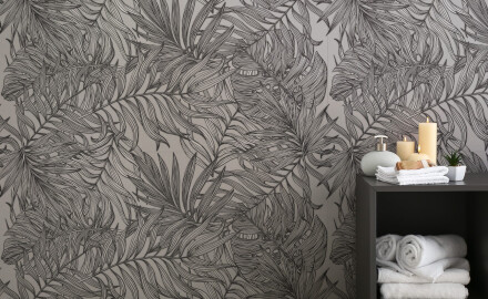 Piastrelle in gres porcellanato per pareti 60x120 cm, grigio con motivi vegetali, finitura opaca A4H925 Panaria