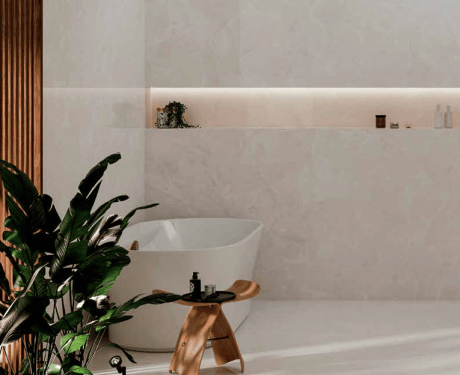 Gres di grande formato 100x100, effetto marmo venato, lucido, A4H941 Saffire Cream