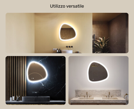 Specchio irregolare con illuminazione, bicolore, interruttore touch, tappetino riscaldante #2