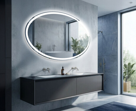 Ovale specchio moderno con luci LED - Orizzontale L74