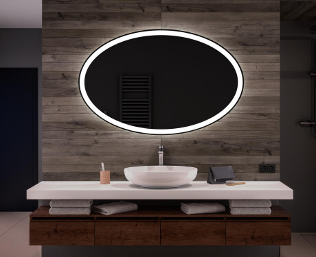 Ovale specchio moderno con luci LED - Orizzontale L74 #1