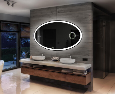 Ovale specchio moderno con luci LED - Orizzontale L74 #2