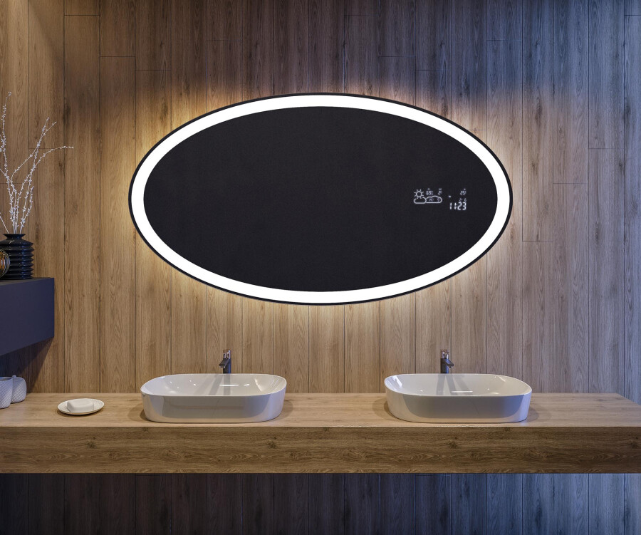 Artforma - Ovale specchio moderno con luci LED - Orizzontale L74