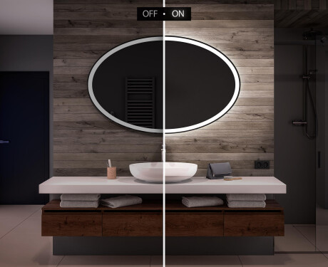 Ovale specchio moderno con luci LED - Orizzontale L74 #5