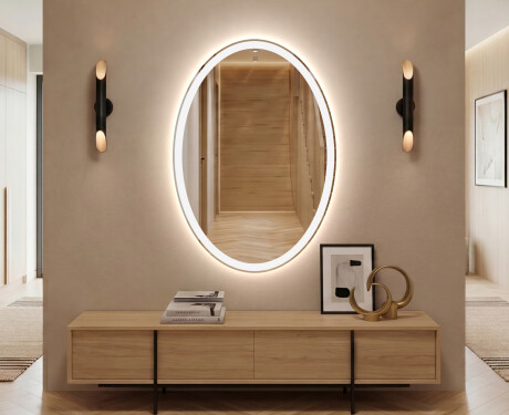 Ovale specchio moderno con luci LED - Verticale L74