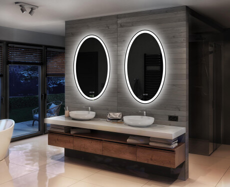 Ovale specchio moderno con luci LED - Verticale L74 #2