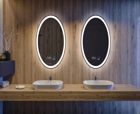 Ovale specchio moderno con luci LED - Verticale L74 #3