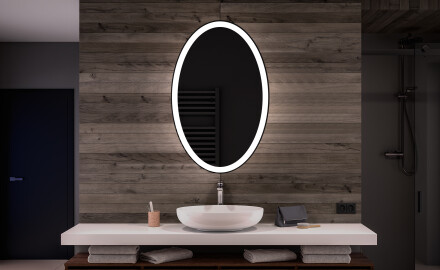 Ovale specchio moderno con luci LED - Verticale L74