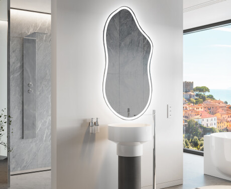Specchio da bagno LED di forma irregolare F222