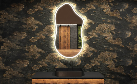 Specchio da bagno LED di forma irregolare F222