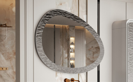 Specchio da bagno asimmetrico con cornice in metallo L292