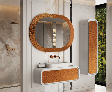Specchio da bagno con elegante decorazione in metallo L289
