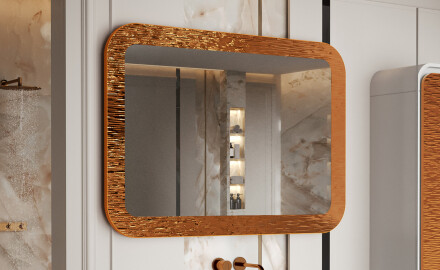 Specchio stondato con cornice in metallo L287
