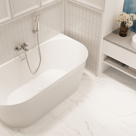 Vasca da bagno scanalata Glamour 170 cm a libera installazione, completa di sifone e tappo/scarico in bianco #1