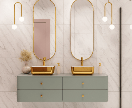 Lavabo da appoggio MALAGA bianco/oro
