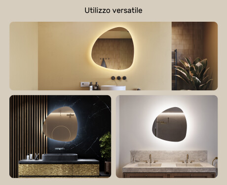 Specchio da bagno LED di forma irregolare 74x74cm su šaltu LED apšvietimu 7000K, šiltu apšvietimu 3000K arba neutraliu apšvietimu 4500K #2