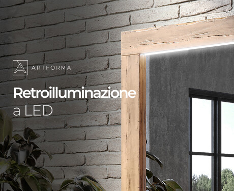 Specchio rettangolare con luce LED con cornice in legno L225 #4