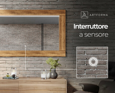 Specchio rettangolare con luce LED con cornice in legno L225 #6