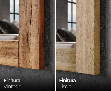 Specchio rettangolare con luce LED con cornice in legno L225 #7