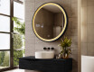 Specchio LED rotondo nero con cornice in legno #9