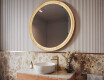 Specchio LED rotondo con cornice in quercia