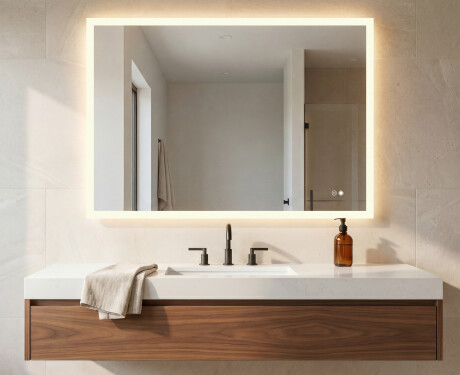 Specchiera rettangolare da bagno con luce LED  con Dual color, Interruttore tattile, Tappetino riscaldante #9