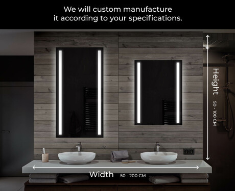 Rettangolare specchio bagno con luce LED L02 #7