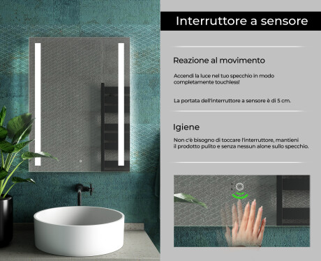 Rettangolare specchio bagno con luce LED L02 #7