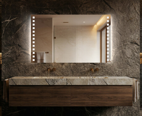 Specchio da parete moderno per bagno con luci  L03