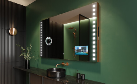 Specchio da parete moderno per bagno con luci  L03