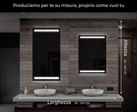 Artforma - Rettangolare specchio bagno con luce LED L09