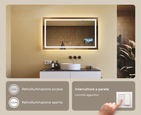 Specchio bagno retroilluminato LED L15 120x80cm - SmartScreen, DualColor #6