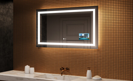 Specchio bagno retroilluminato LED L15 120x80cm - SmartScreen, DualColor, Tappetino riscaldante