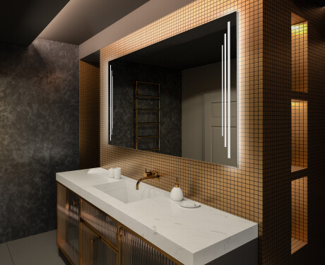 Specchio da parete moderno per bagno con luci L27