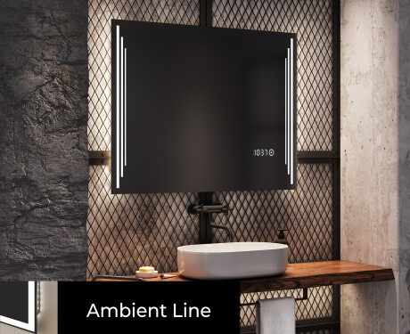 Specchio da parete moderno per bagno con luci L27 #4