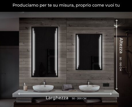 Artforma - Specchio da parete moderno per bagno con luci L27