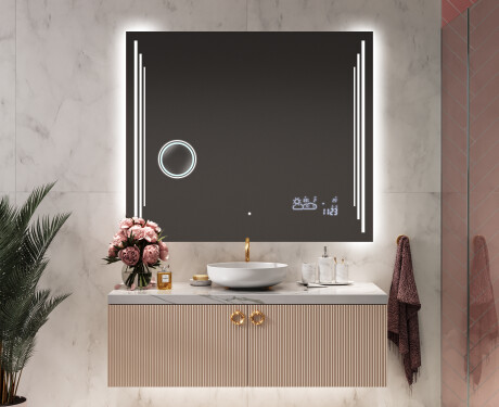 Specchio da parete moderno per bagno con luci L27 #9