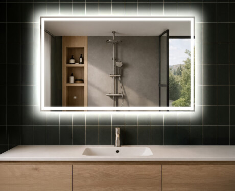 Specchio da parete moderno per bagno con luci L49