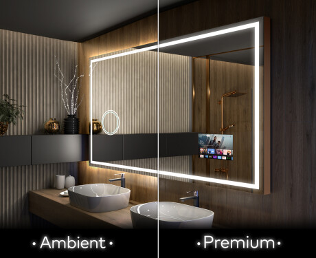 Specchio da parete moderno per bagno con luci L49